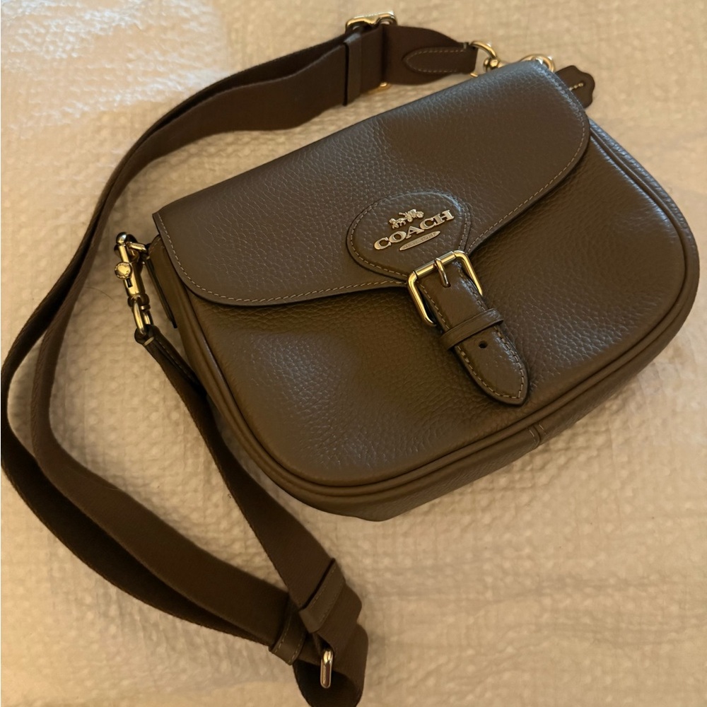 Coach Brown Crossbody Saddle Bag with Gold Accents